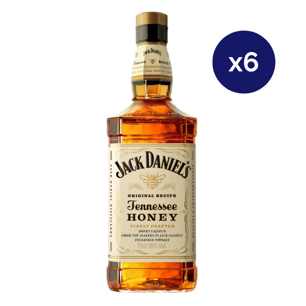 Whiskey Jack Daniels, Caja 6 - Honey, 35°, – Sacacorchos.cl