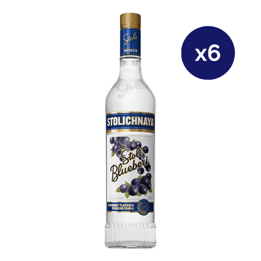Vodka - Stolichnaya - Caja 6 - Bluberri - 750cc
