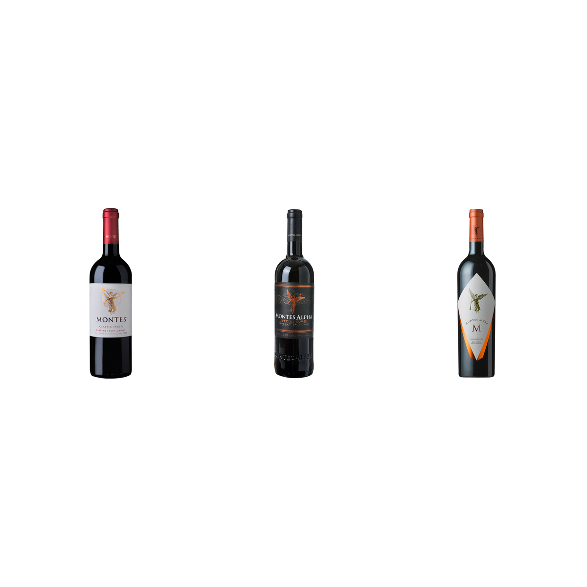 Vertical Montes 3 Botellas — Classic Reserva, Especial, Alpha M